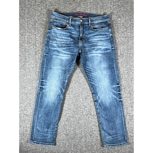 Lucky Brand Jeans Mens 36x30 410 Athletic Slim Denim Distressed Blue Menswear - Picture 1 of 13